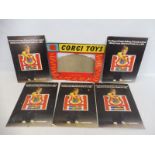 A box of showcards, Playcraft Railway and a Corgi Toys shop display.