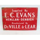 A rectangular enamel sign advertising E.C.Evans Henllan-Denbigh, 18 x 12".