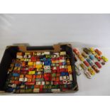 A tray of small scale die-cast models including Matchbox.