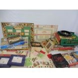 A large quantity of assorted games, different eras to include the bird card game with lead figures.