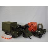 A quantity of Action Man vehicles and accessories to include Willys Jeep and trailer, truck with