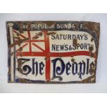 A rectangular enamel sign advertising The People newspaper, 36 x 24".