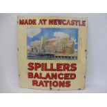 A Spillers Balanced Rations 'Made at Newcastle' pictorial enamel sign, restored, 36 x 38".