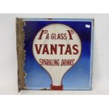 A small Vantas Sparkling Drinks double sided enamel sign with hanging flange, by Bruton of London,