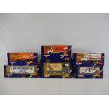 Six boxed Corgi die-cast trucks, circa 1984, to include France Airbus, Scania etc.