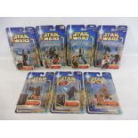 Seven Star Wars Attack of the Clones carded figures in good condition to include Obi-Wan Kenobi