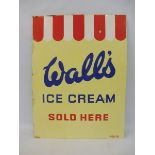 A Wall's Ice Cream Sold Here rectangular double sided tin advertising sign of bright colour, 18 x