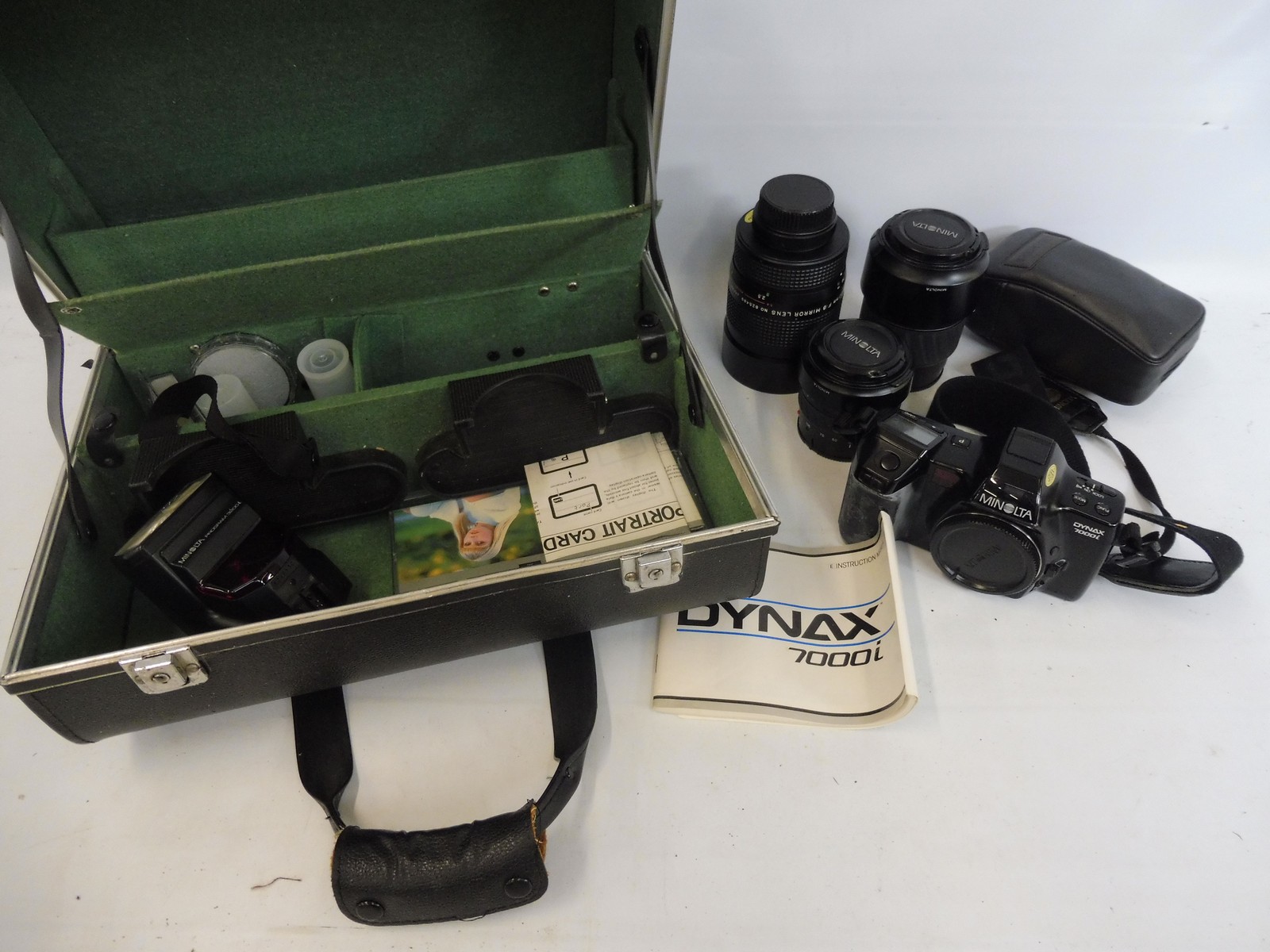 A Minolta camera, two large and good quality lenses etc.