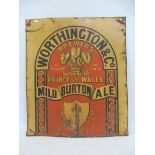 A Worthington & Co. Mild Burton Ale partial tin advertising sign, 19 x 22".