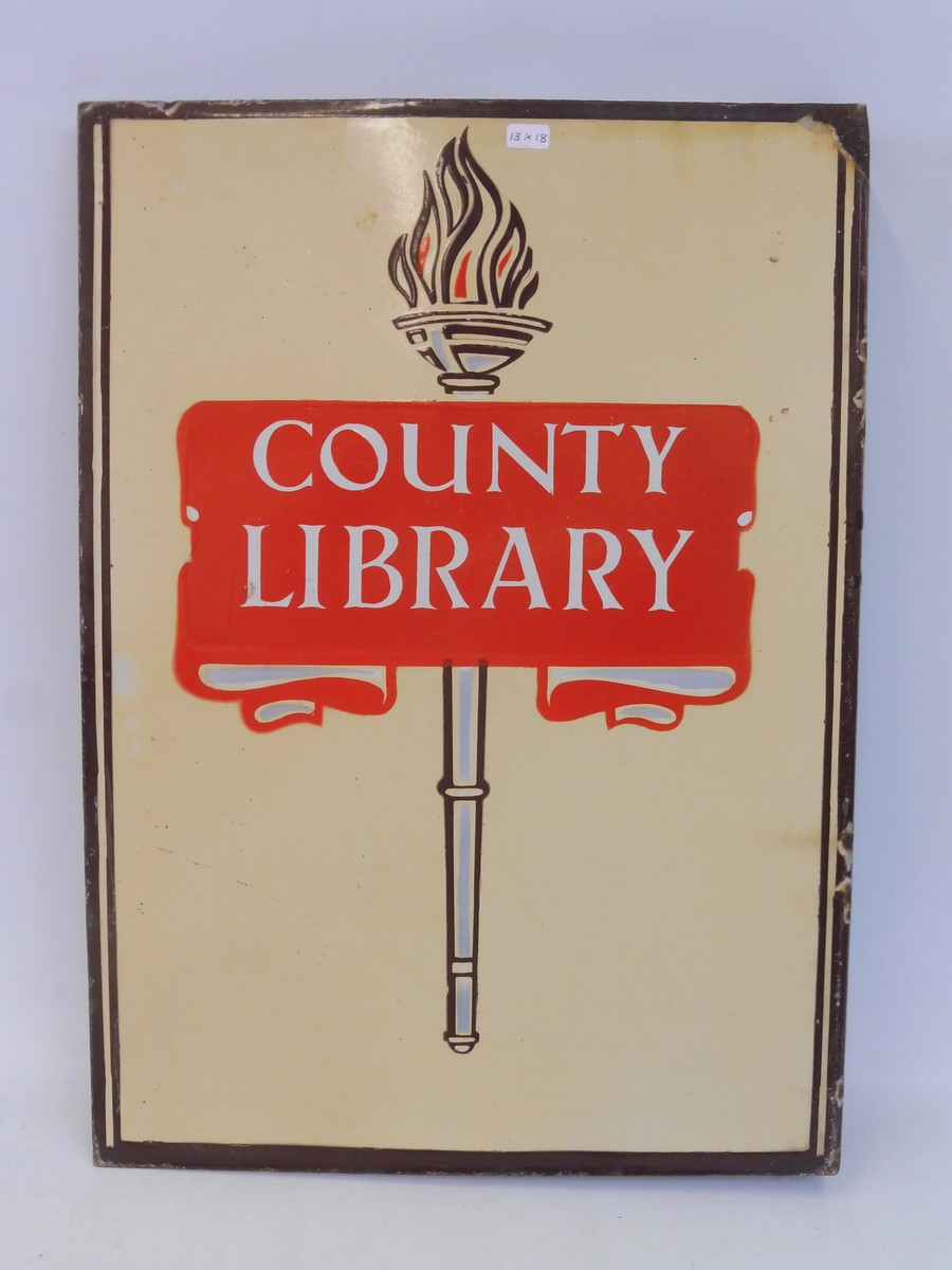 A County Library double sided enamel sign with hanging flange, very good condition, 13 x 18". - Image 3 of 4