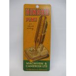 A Macniven & Cameron Ltd 'Hindoo Pens' pictorial tin finger plate, 3 1/4 x 8".
