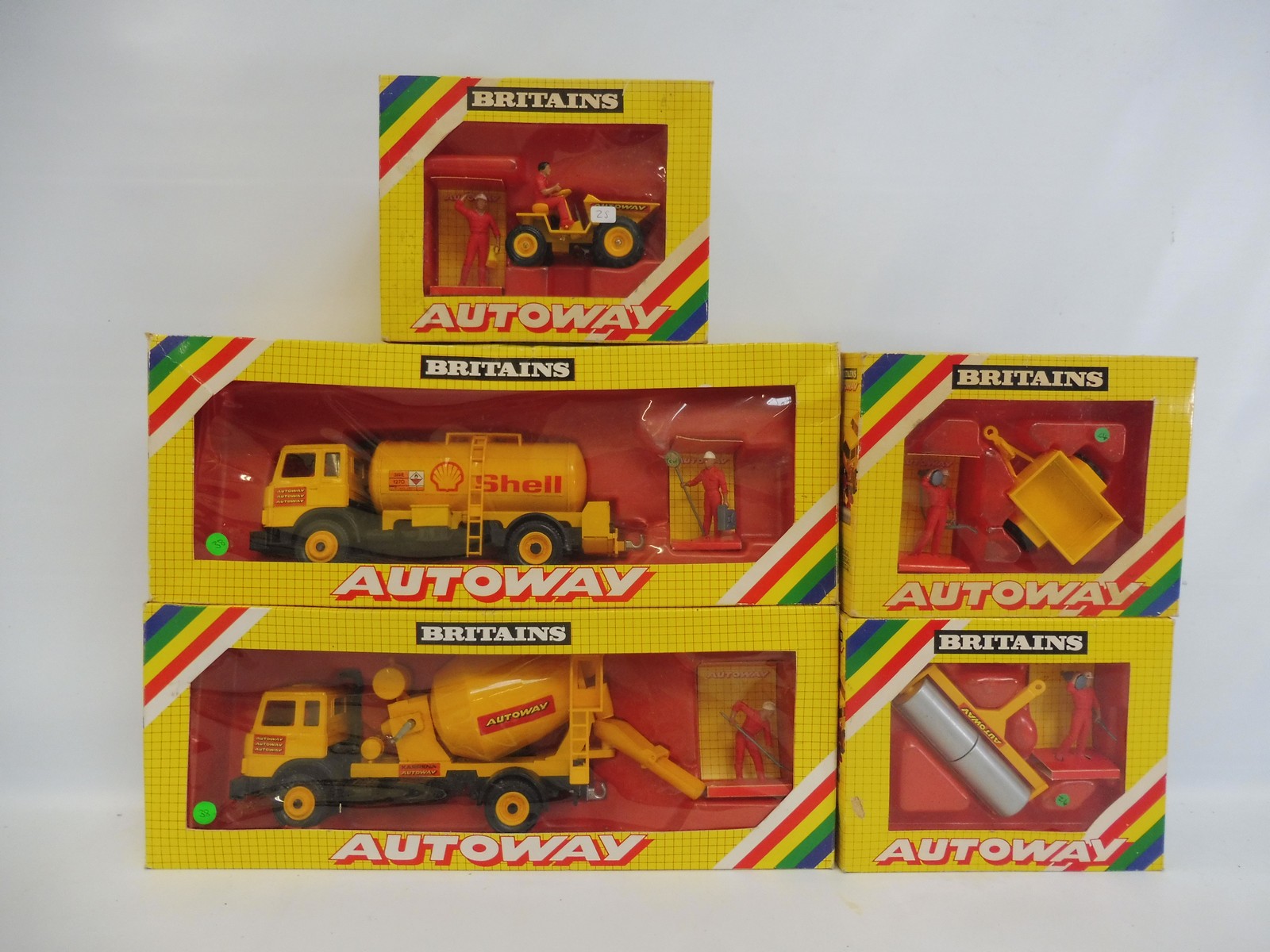 A quantity of Britains Autoway 1:32 scale to include a truck mixer 9816, a petrol tanker 9817, a