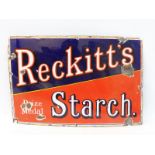 A Reckitt's Prize Medal Starch rectangular enamel sign with good gloss, 24 x 16".