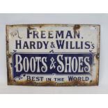 A Freeman, Hardy & Willis's Boots & Shoes rectangular enamel sign, 18 x 12".