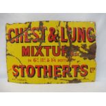A Stotherts Ltd Chest & Lung Mixture rectangular enamel sign by Edwards of Liverpool, 36 x 24".