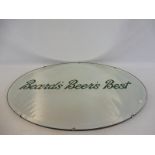 An unusual oval advertising mirror for Beard's Beer's Best, 30 x 20".