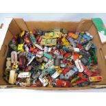 A box of predominantly Lesney Matchbox vehicles, all playworn.