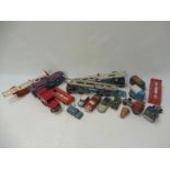 A box of playworn mainly Dinky toys to include transporters etc.