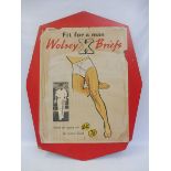 A Wolsey X Briefs pictorial advertisement laid on hardboard, 28 x 35 1/2".