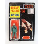 Star Wars - Original carded Return of the Jedi A-Wing Pilot tri-logo figure, made in Hong Kong, good