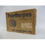 A Palethorpes Royal Melton Pork Pies rectangular cardboard dispensing box, with British Railways LMR