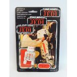 Star Wars - Original carded Return of the Jedi R5D4 tri-logo figure, bubble has dents, card has wear