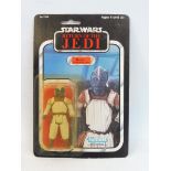 Star Wars - Original carded Kenner Return of the Jedi Klaatu figure, in Skiff, 79 back, yellowed