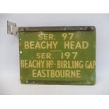 A Beachy Head, Birling Gap Eastbourne double sided painted sign with partial bracket, 13 1/2 x 10".