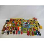 A quantity of Matchbox/Hot Wheels in trays, various vehicles, playworn.