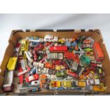 A large assortment of playworn die-cast models, different scales and makers.