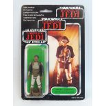 Star Wars - Original carded Return of the Jedi Lando Cairission tri-logo figure, skiff disguise,