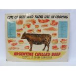 A highly pictorial and colourful tin sign advertising Argentina Chilled Beef 'Cuts of Beef and their