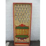 An original painted fairground panel, roll down numbers game, lovely original fairground art from