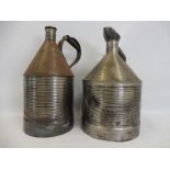 Two Kayes Patent ribbed oil cans.