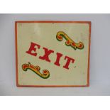 An original fairground circa 1960s painted panel, wording 'Exit' from a chairoplane ride 20 x 18".