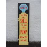 A contemporary and decorative painted sign advertising Sealed Shell From the Pump to one side and