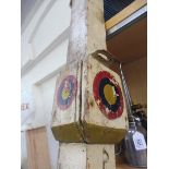 An original fairground hand painted tall centre pole from a ride, approx. 100 years old, with old