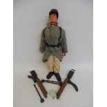 Original Action Man - a circa 1970s flock haired figure, foreign legionaire with accessories.