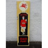A contemporary and decorative painted sign advertising Mobiloil Sealed Pump, 20 x 72".