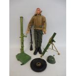Original Action Man - a circa 1960s painted ginger head figure, heavy weapons tank commander with