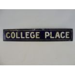 A narrow enamel sign for College Place, 29 x 5".