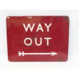 A B.R. 'Way Out' railway station enamel sign in Midland Region colours, with some amateur