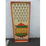 An original painted fairground panel, roll down numbers game, lovely original fairground art from