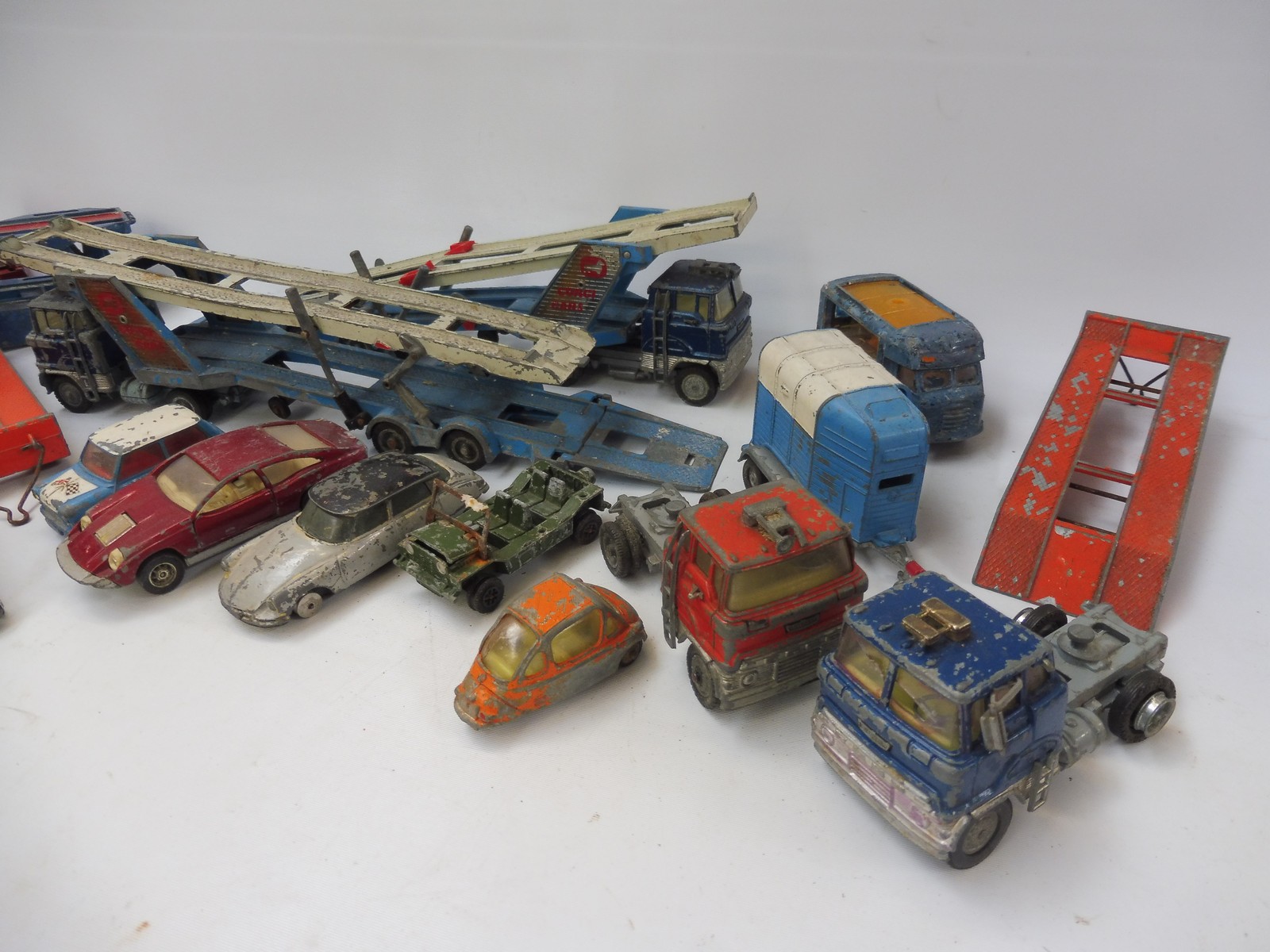 A box of playworn mainly Dinky toys to include transporters etc. - Image 2 of 3