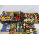 A quantity of die-cast models in three boxes including an early Dinky, Marshall tractor etc.