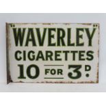 A rare Waverley Cigarettes/Mixture rectangular double sided enamel sign with hanging flange, good