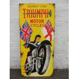 A contemporary and decorative painted sign advertising Triumph Motor Cycles, 21 x 7".