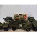 Original Action Man - a quantity of vehicles to include boxed military Jeep and others.