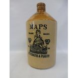 A large MAPS stoneware flagon, transfer printed to both sides, with dispensing tap and screw on lid,