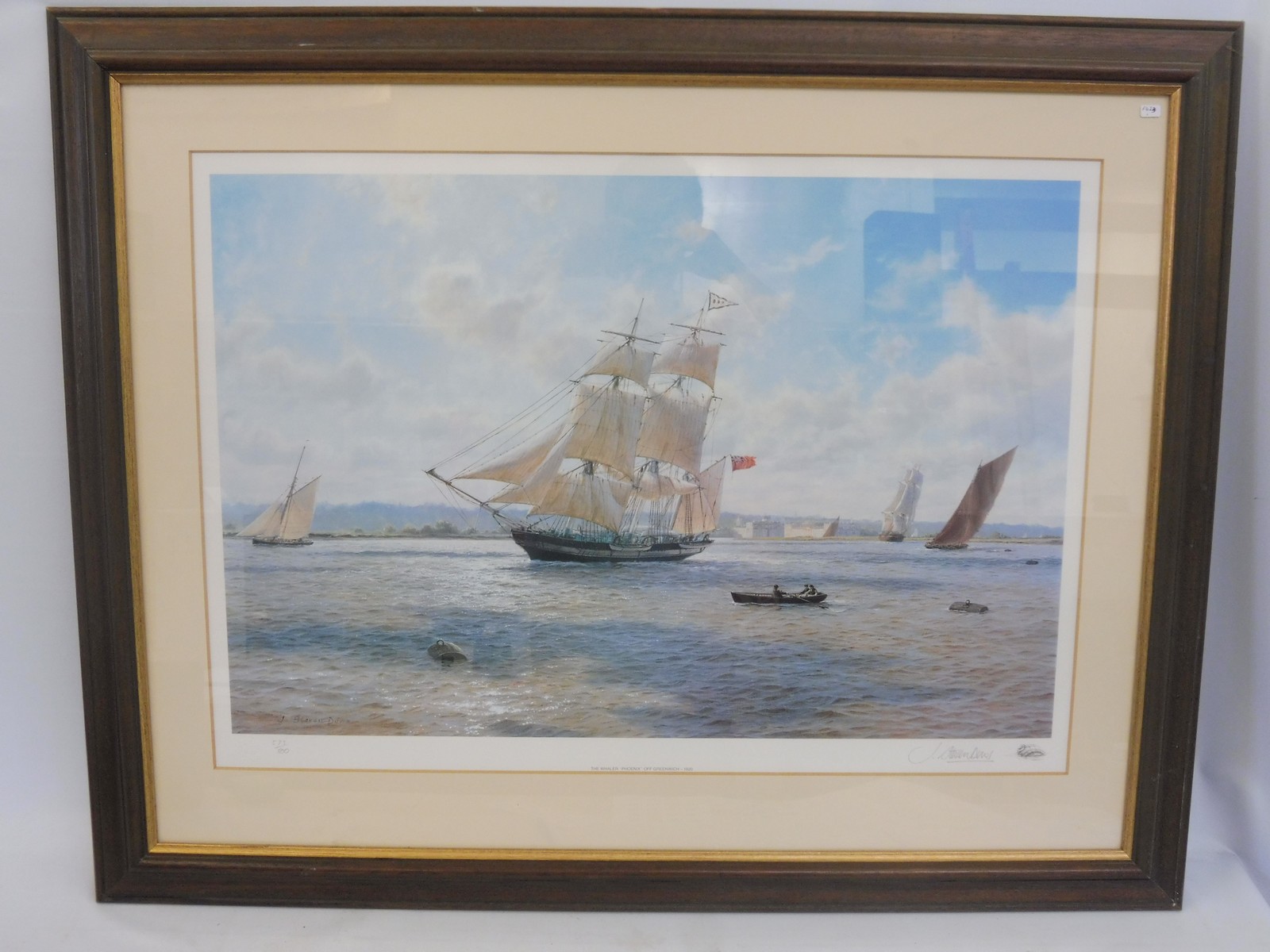 STEVEN DEWS - The Whaler 'Pheonix' off Greenwich 1820, a limited edition print 573/800, signed by